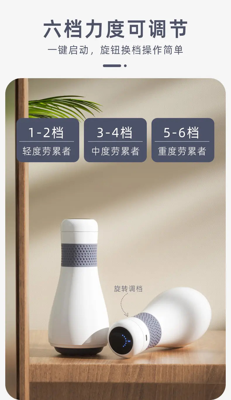 テクスチャ加工のグリップバンドと調整可能な強度設定を備えた、白色および灰色の携帯型振動ボディ脂肪減少マシンで、筋肉の疲労軽減に役立ちます。