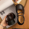 Leather Shoes for Women Summer New Round Toe Thick Soled Leather Shoe Retro Japanese Lolita Mary Jane Single Shoes Pumps Womens