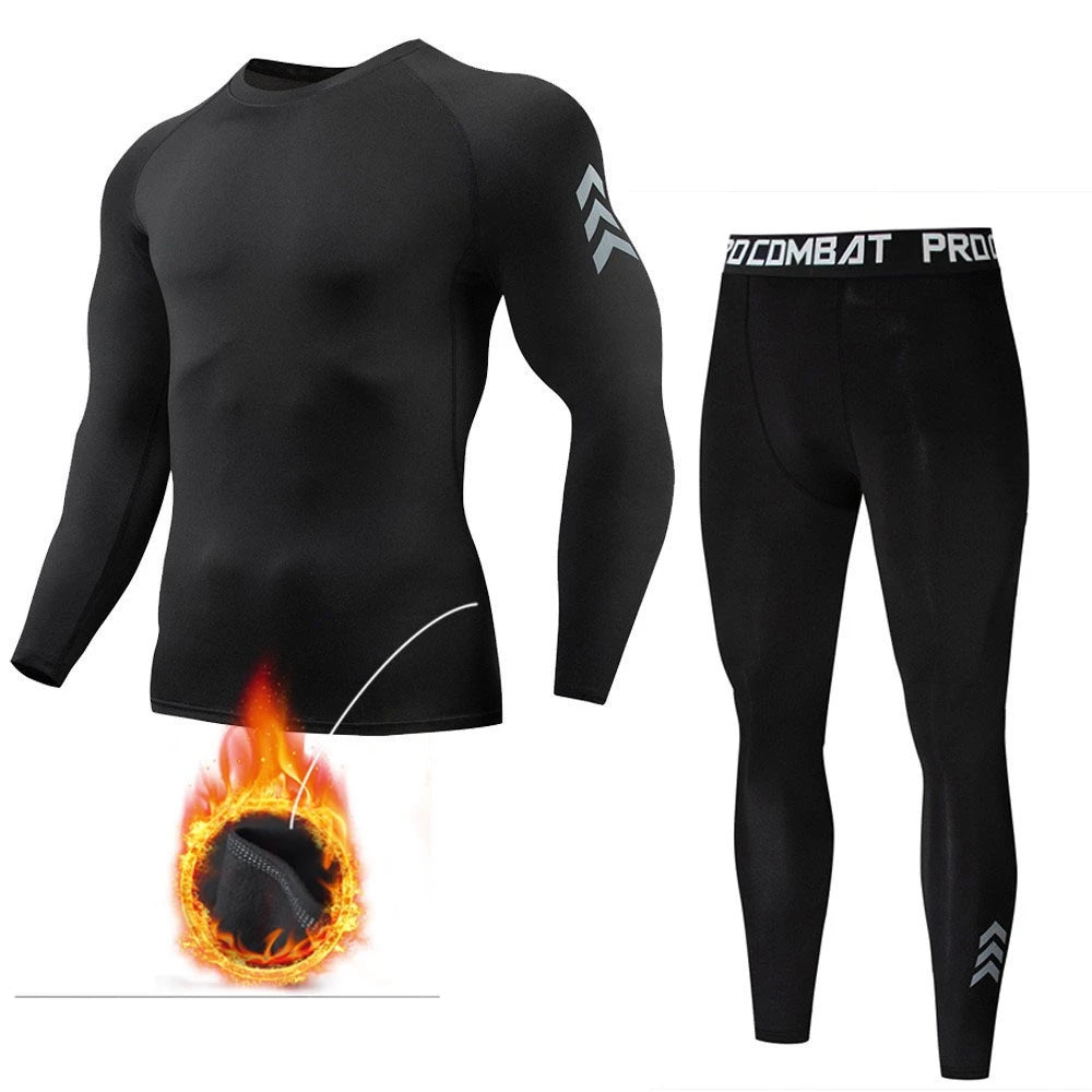 Men's Thermal Underwear Set: Fleece - Lined, Quick - Dry, Ideal for Fall/Winter Sports, Outdoor Activities and Fitness