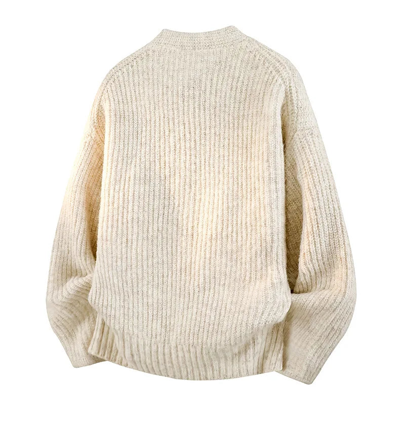 Men Cardigan Knitted Sweaters Coats V Neck Full Sleeve Jumpers Y2k Streetwear Single Breasted Loose Open Stitch Autumn Winter