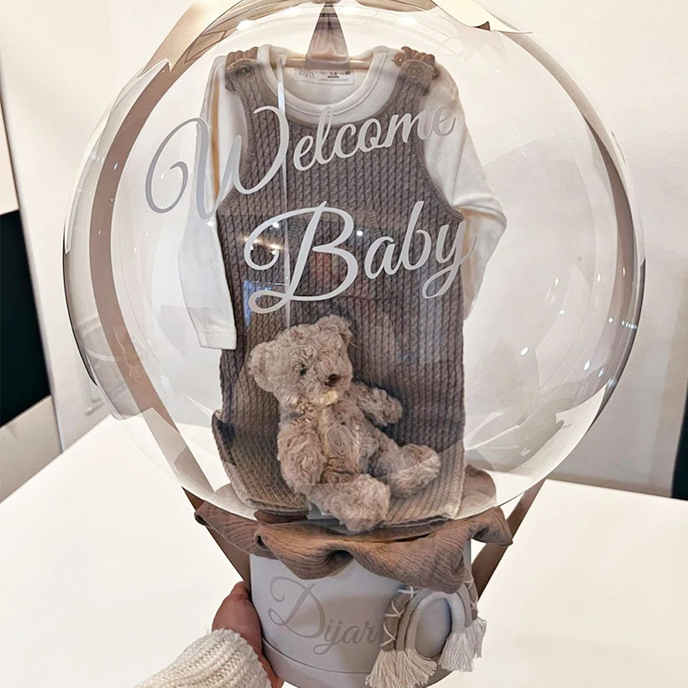 Custom Baby Shower Balloon Sticker 36inch Clear Bobo Bubble Balloon Decor Name Date Personaled Stickers Welcome Baby Party