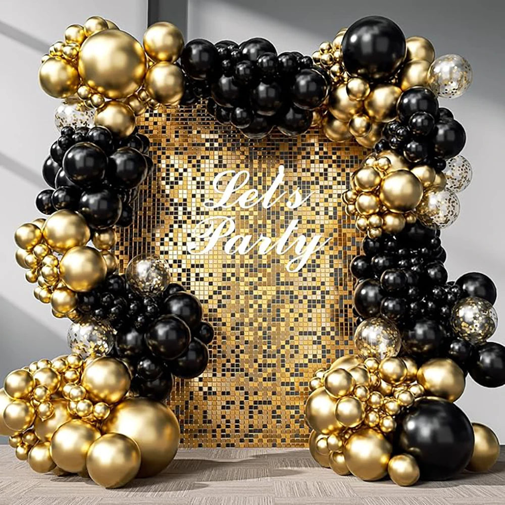 Birthday Party Balloons Garland Arch Black Gold Latex Balloon Kit 40th Birthday Decor Globos Graduation New Year 2024 Decoration