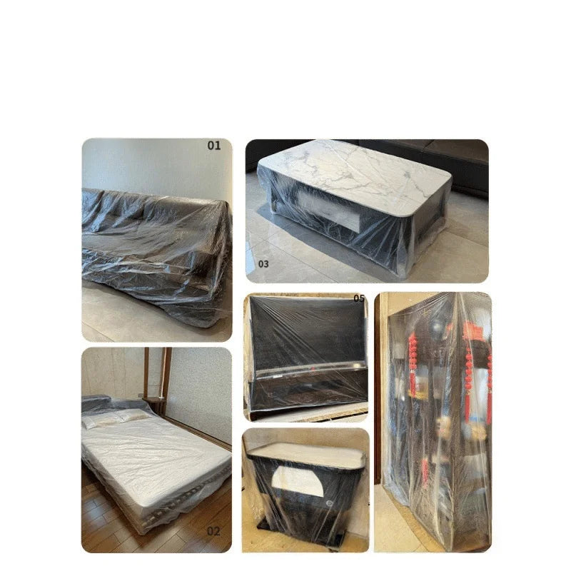 1/2pc Plastic Furniture Protection Masking Film Transparent Living Room Waterproof Dust Cover Disposable Multipurpose ﻿