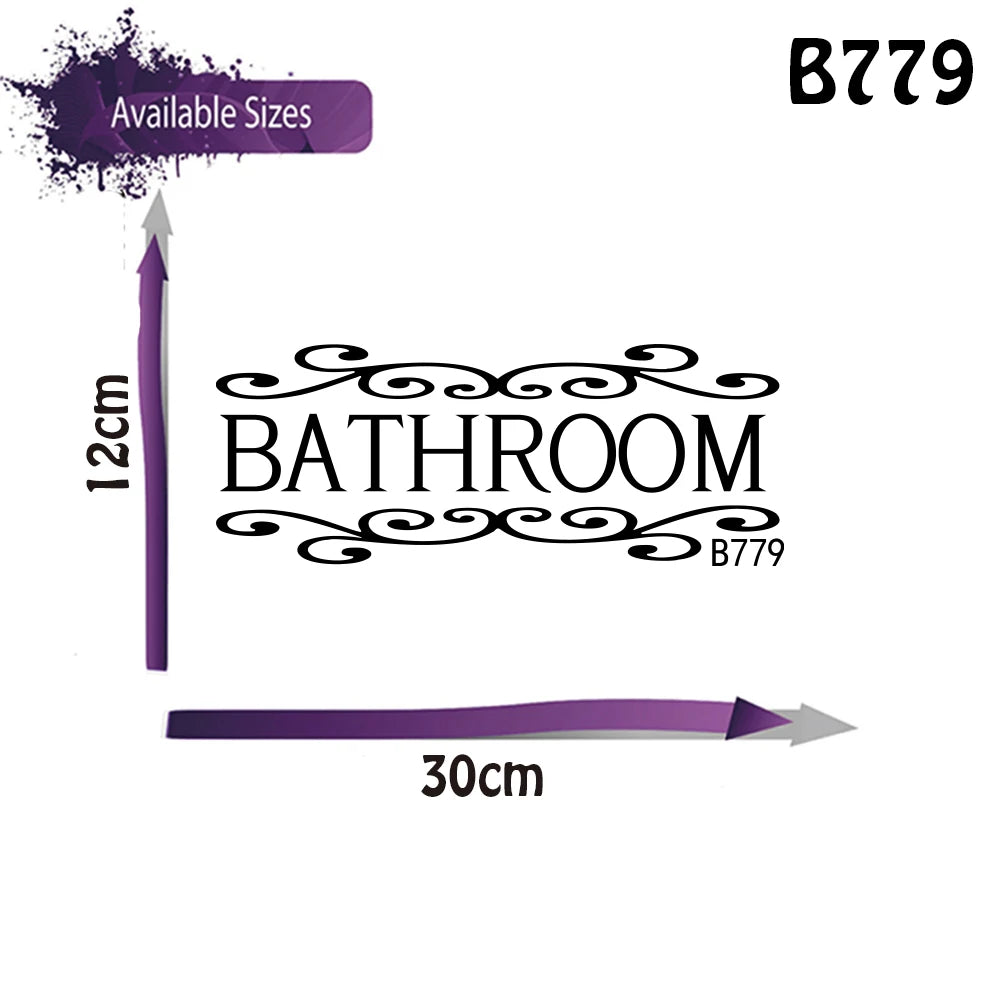 Bathroom Sign Door Wall Decal sticker Accessories Wall Sticker WC Toilet Home Decor
