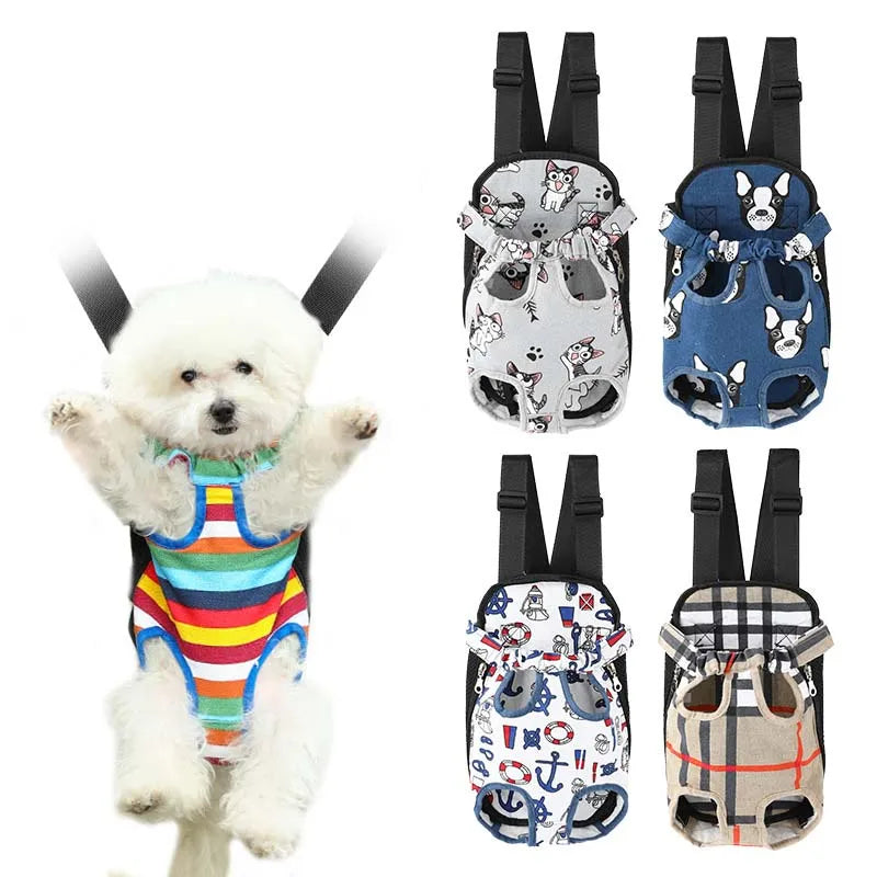 Pet Carrier Backpack for Cats & Small Dogs, Portable Chest Travel Bag Breathable Double Shoulder Carrier