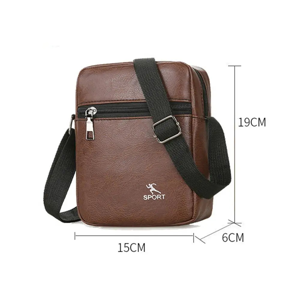 PU Leather Crossbody Messenger Bag For Men Office Worker Sling Shoulder Bags Travel Black Brown Khaki Handbags Small Totes