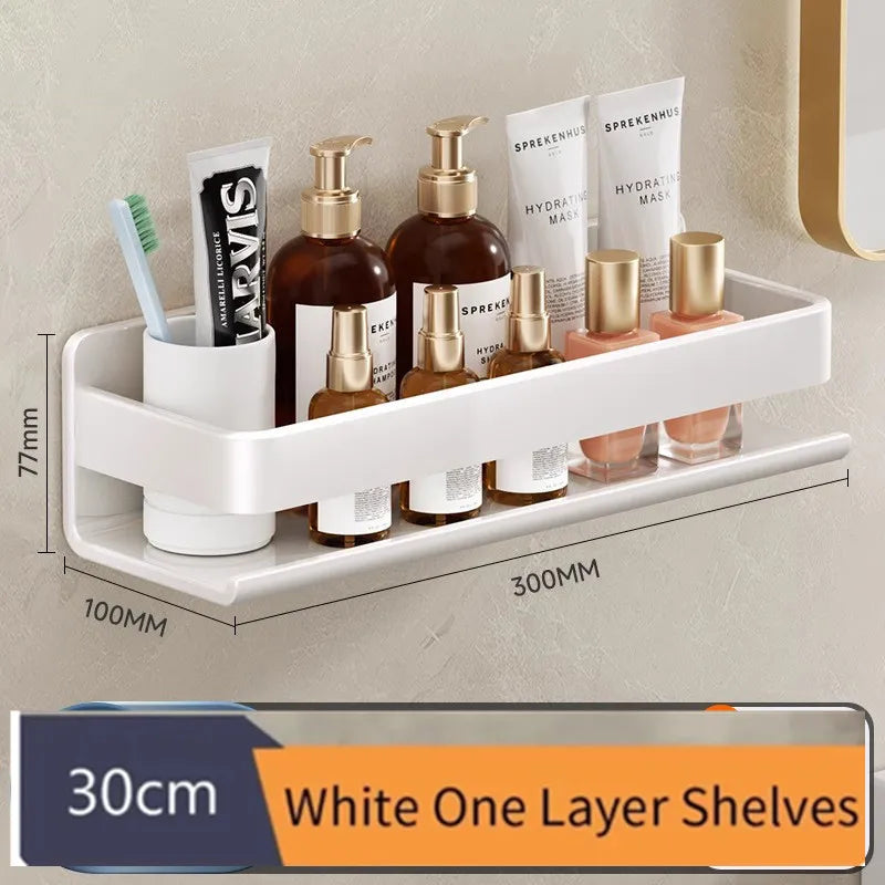 Bathroom Shelf Without Drilling Makeup Organizer Shampoo Storage Shelf Storage Rack For Kitchen Bathroom Organizer Accessorie