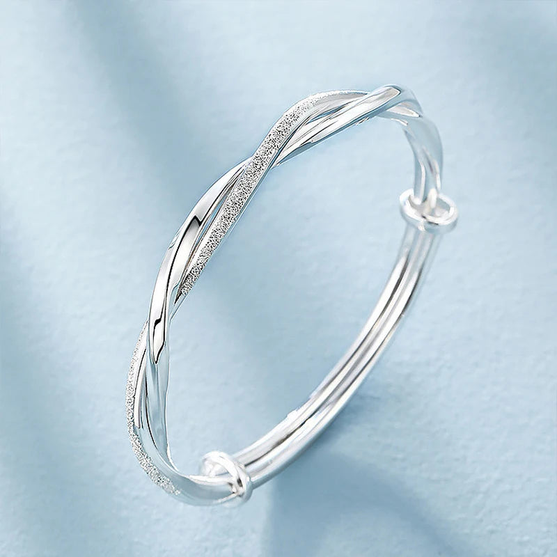 925 Sterling Silver original pretty weave bracelets Bangles for women fashion party wedding engagement jewelry Adjustable size