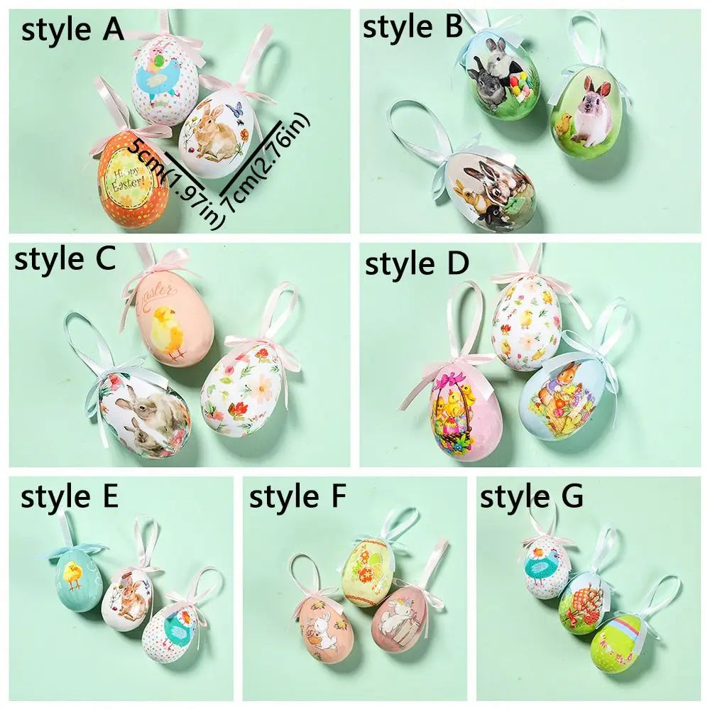 Party Favor Painted Foam Easter Eggs Colorful DIY Craft Hanging Easter Egg Happy Easter Handmade Easter Egg Props Easter Party