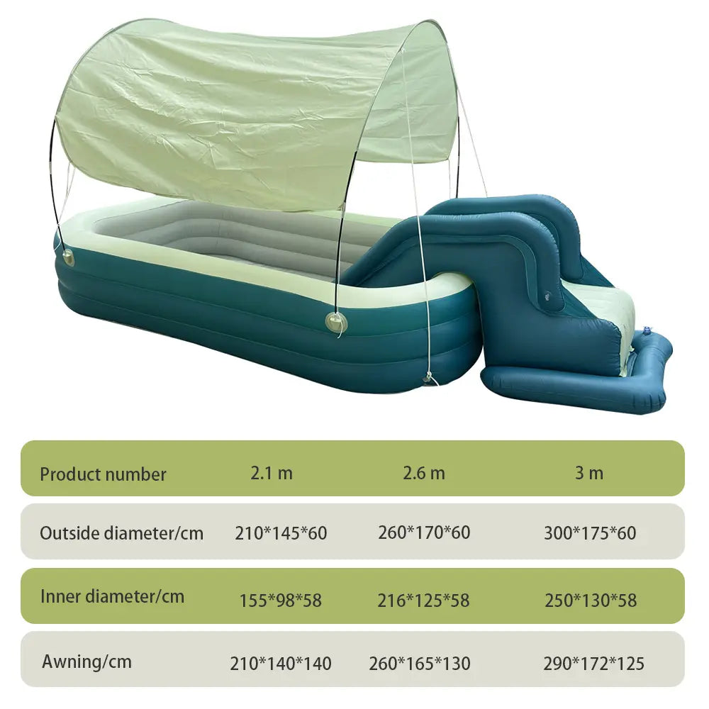 Thickened Foldable Inflatable Pool Family with Slide Multifunctional Summer Backyard Outdoor Recreation Slide
