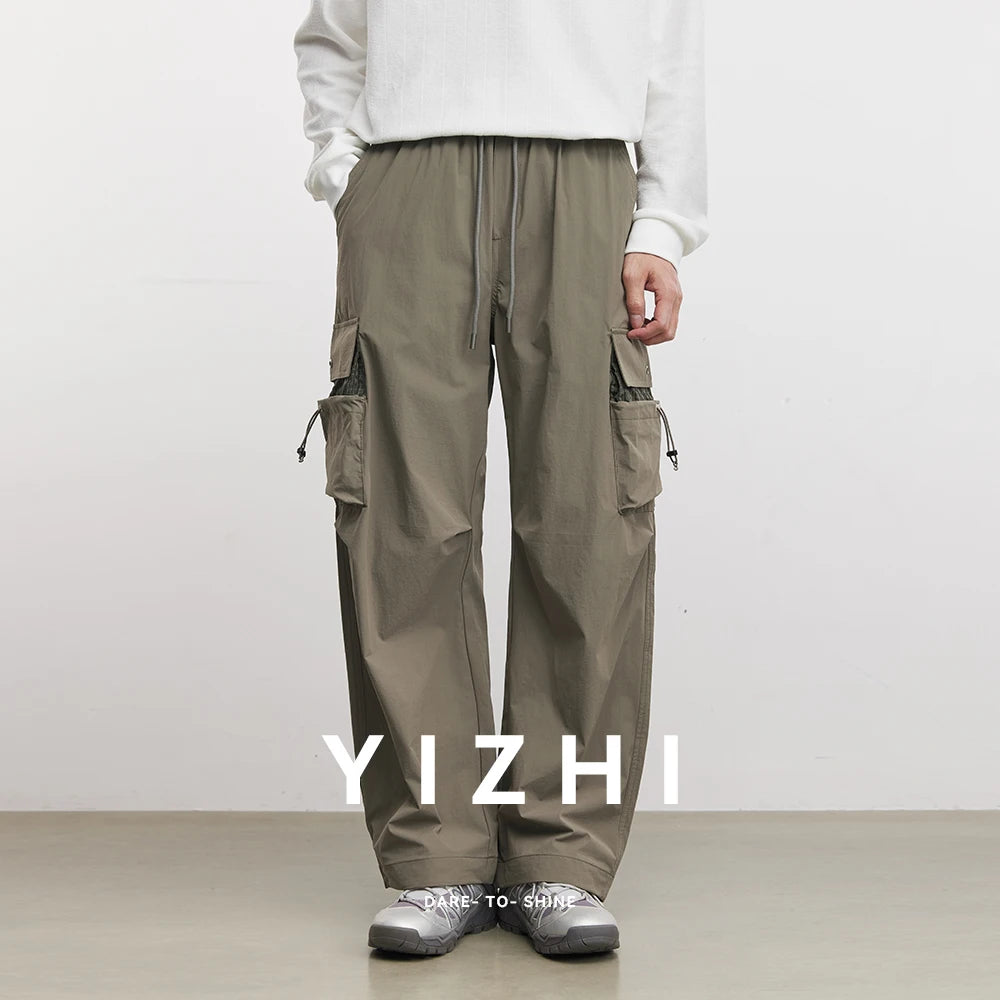 Casual Pants Men's New 2026 Spring High-end Trend Straight Workwear Paratrooper Pants Sports Quick-Drying Casual Pants