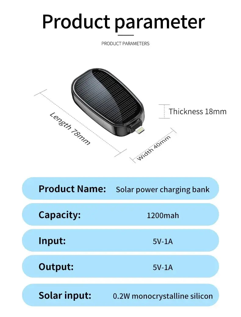 black solar power bank key ring portable charger with sleek oval-shaped design and built-in usb port for convenient charging