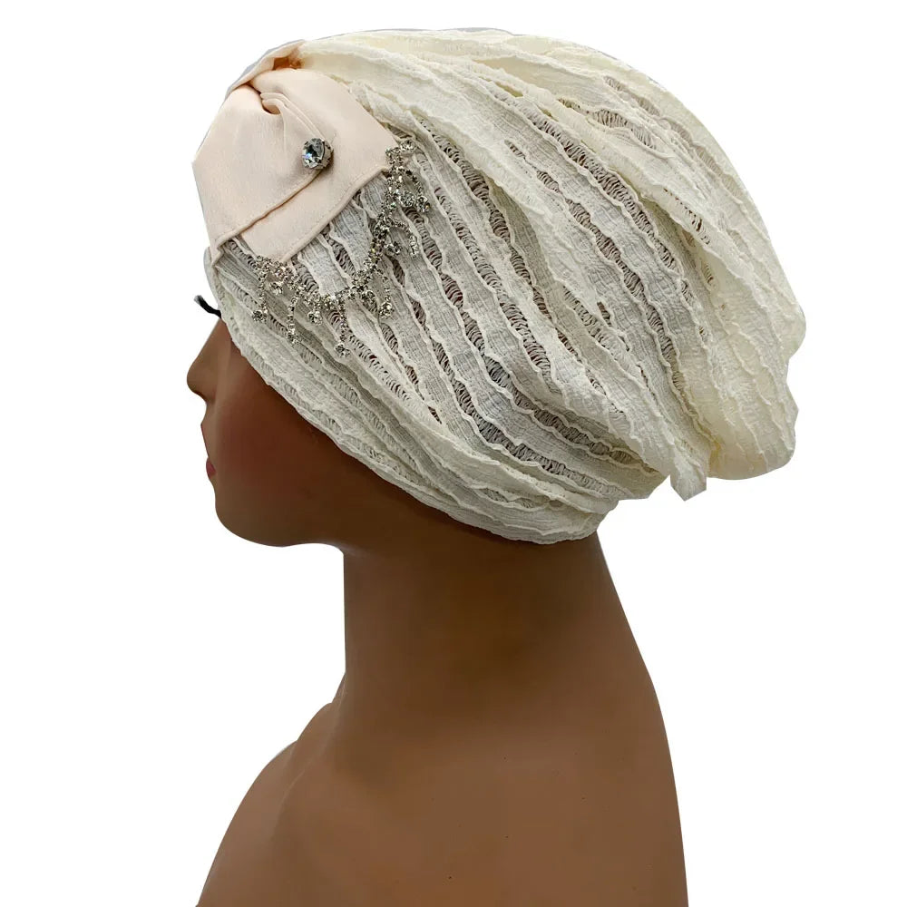 Embroidery Turban Cap for Women Summer Breathable Head Wraps Bonnet Muslim Under Scarf Hat Chemo Hats Turbante mujer