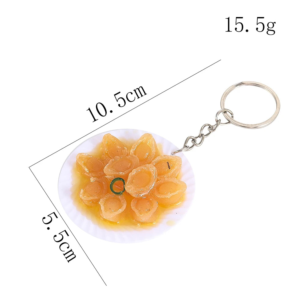 New Simulation Food Key Chains Grilled Chicken Bok Choy Abalone Keychain Car Key Ring Backpack Mini Charm Fun Jewelry Gifts