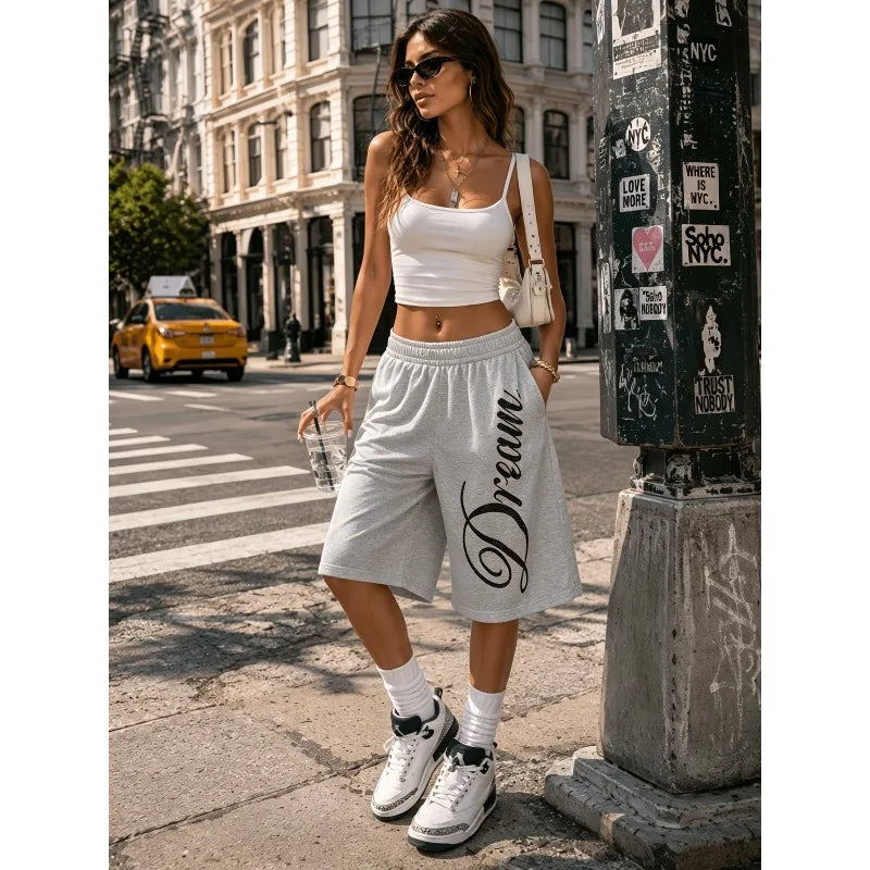 Women's New Summer Casual Trend Pink Printed Casual Shorts for Both Men and Women
