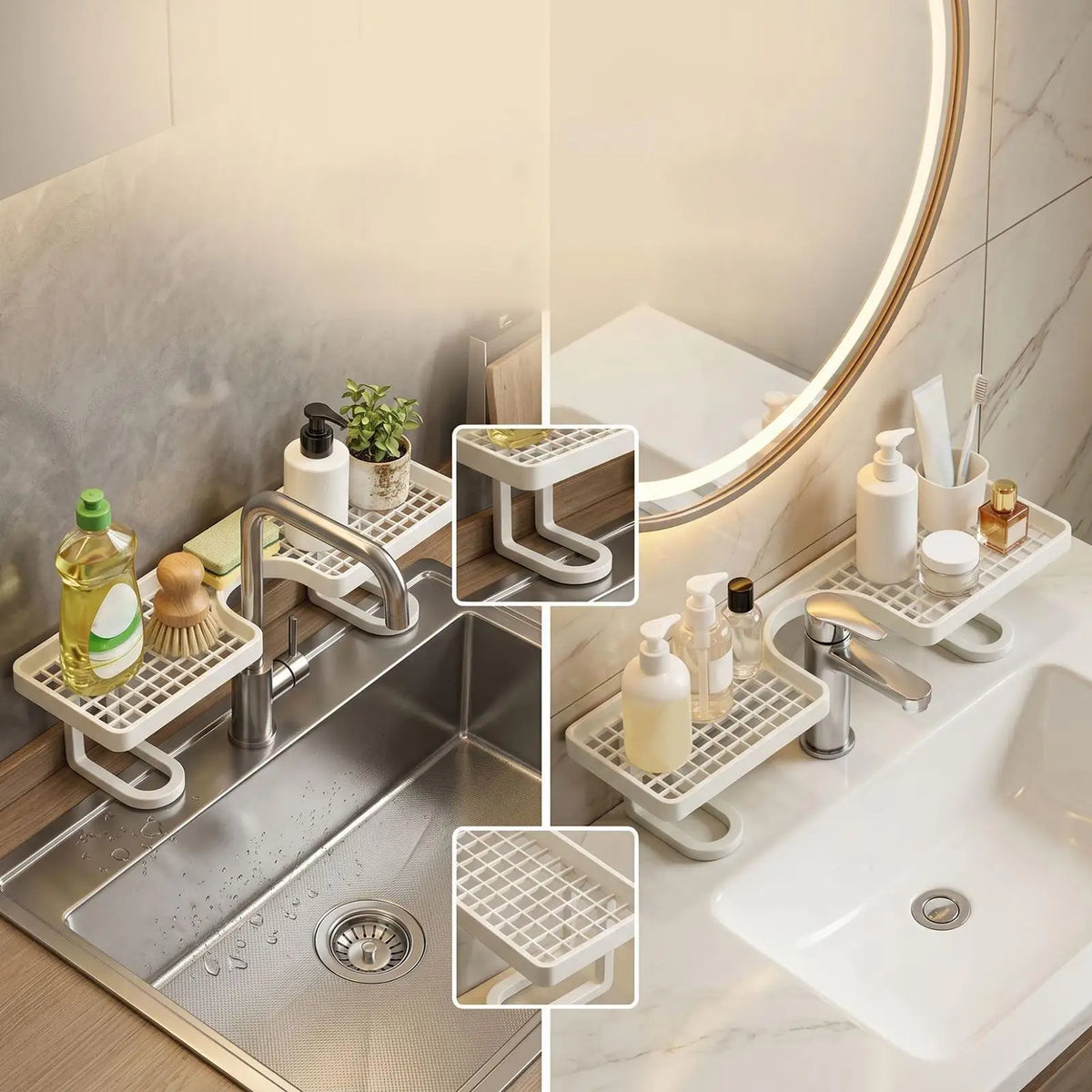 Bathroom U-Shaped Rack Wall Mount Floating Shelf Over Sink Organizer Wash Basin Rack Punch-Free Storage Accessories