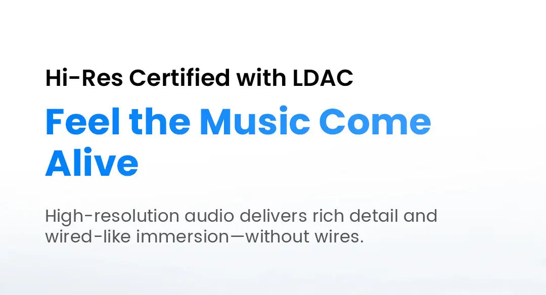 Écouteurs sans fil Haylou FlowBuds N55 certifiés Hi-Res, avec un système audio sans fil LDAC offrant des détails riches et une immersion comparable à celle d’un système filaire, avec un étui de charge compact et une autonomie prolongée