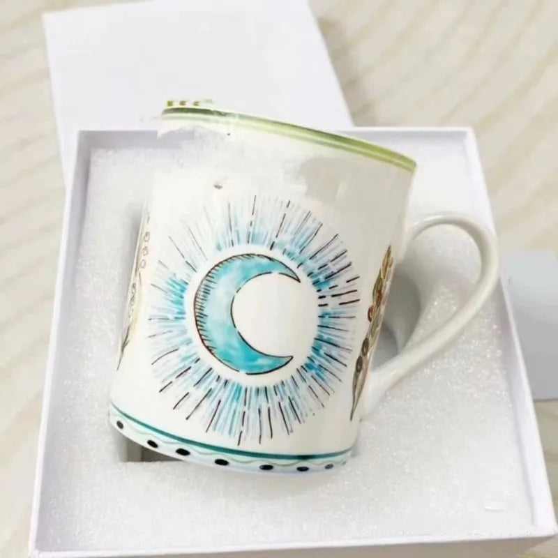 Coffee Cup Mug Fathers Day Gifts Retro Bone China Mug Breakfast Cereal Cup Household Creative Sun Series Tea Gift