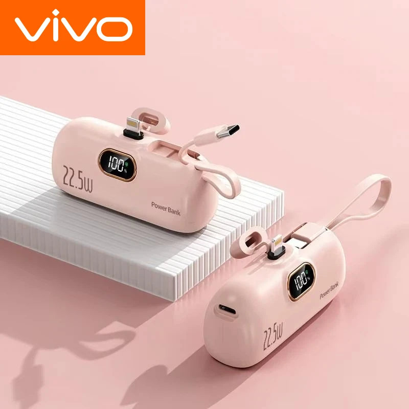 VIVO 30000mAh Mini Portable Power Bank Capsule Mobile Power Supply Emergency External Battery Fast Charger For Type-c iPhone