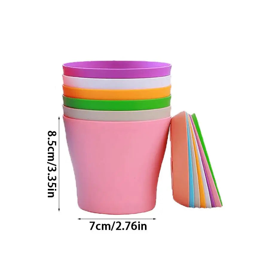 5/10/12Pcs Plastic Plant Pots with Trays, Small Nursery Planters for Succulent Cactus Desktop Decor XJM