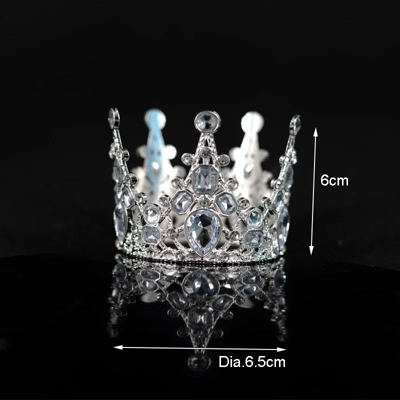 Bridal Wedding Tiaras Gold Silver Crown Boys Girls Baby Birthday Cake Topper Decoration Crystal Pearl Tiara Hair Ornaments Party