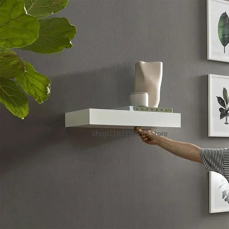 Wood Floating Wall Shelves Magic Flap Hidden Shelf With Secret Compartment Wall-mounted Storage Wood Furniture Storage Box