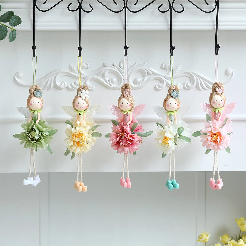 21cm Easter Flower Fairy Pendants Pink Yellow Living Feet Fairy Dolls Easter Party Decorations Home Decor Supplies Kids Gifts