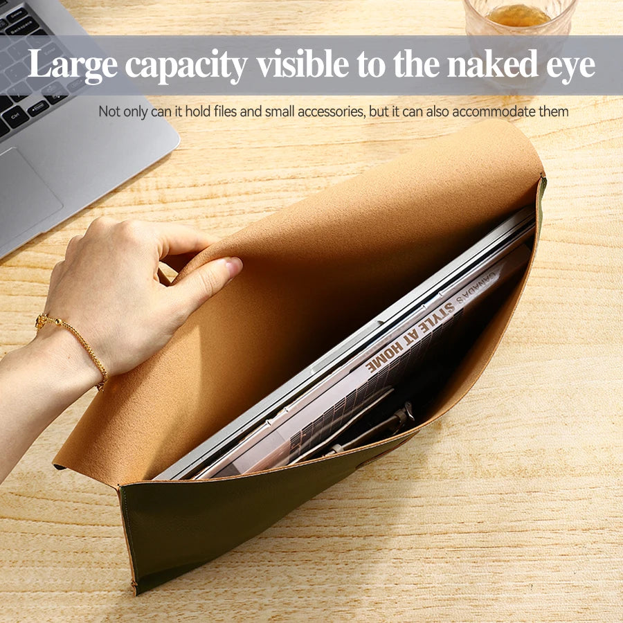 A4 PU Leather Document Folder - Slim Office Organizer, Lightweight & Durable Business Travel Essential for Professionals