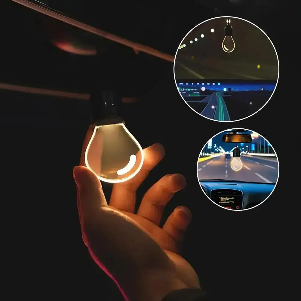Ampoule LED décorative suspendue pour voiture, éclairage d’ambiance, présentant une forme en goutte diffusant une lueur chaude, finition en verre dépoli et conception économe en énergie