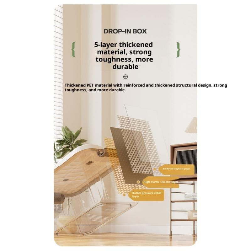 Boîte de rangement en plastique transparent avec couvercle et loquets, avec un design d’emboîtement pour animaux de compagnie à cinq couches épaissies, un support structurel renforcé et une couche de silicone à forte élasticité pour la durabilité, adaptée à un rangement en grande taille environ avec un couvercle de boîte sécurisé.