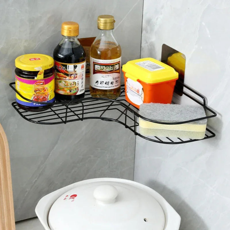 Bathroom Shelf Wall Mounted Corner Storage Shelves Shampoo Holder Cosmetic Rack Bath Shower Drain Basket Bathroom Organizer