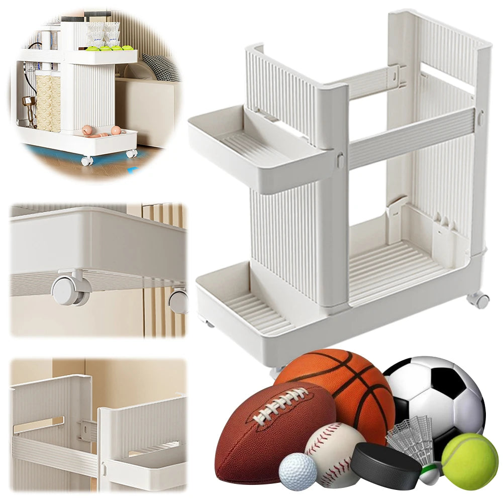 Gym Equipment Organizer Trolley with Wheels Gym Equipment Holder Sports Equipment Storage Rack Sports Equipment Trolley Basket