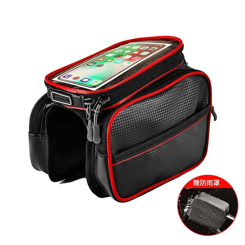 Bike Bags Road Bike Riding Gear Accessories Large Capacity Touch Screen Handlebar Front Tube Waterproof Mobile Phone Bag
