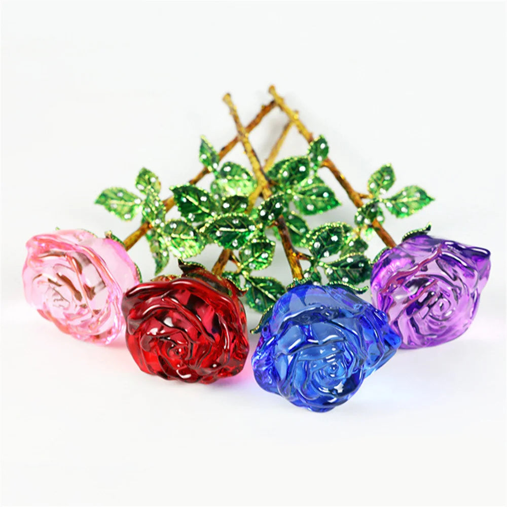 Valentines Day Gift Handcrafted Wedding Gifts Valentines Day Rose Transparent Crystal Glass Rose For Valentine's Day Girlfriend