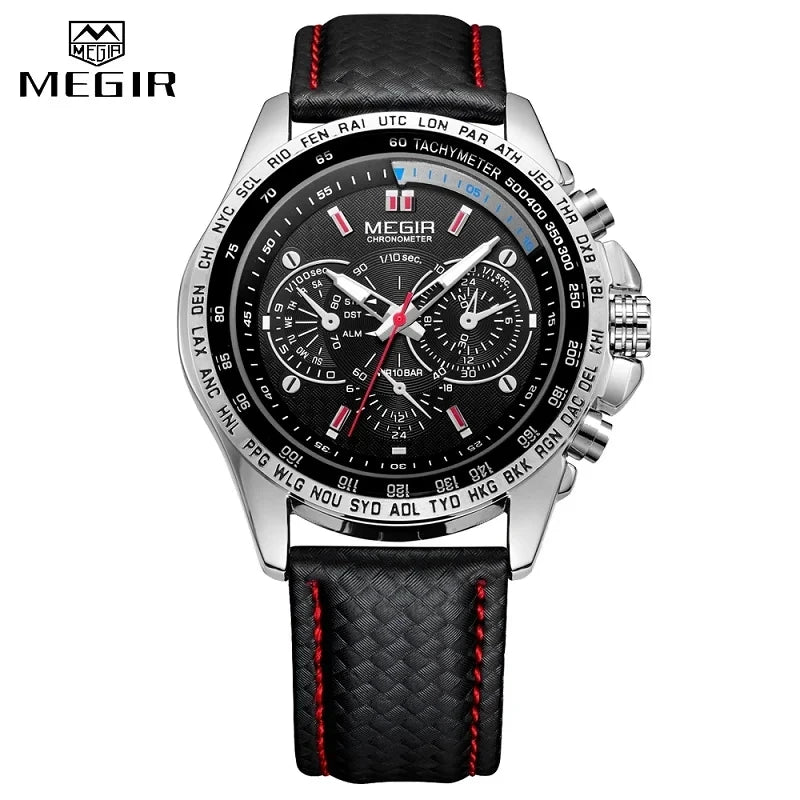 MEGIR Watches Men's Quartz Wrist Watches Top Brand Luxury Male Fashion Casual Luminous Waterproof Clock Leather Watch Hot 1010