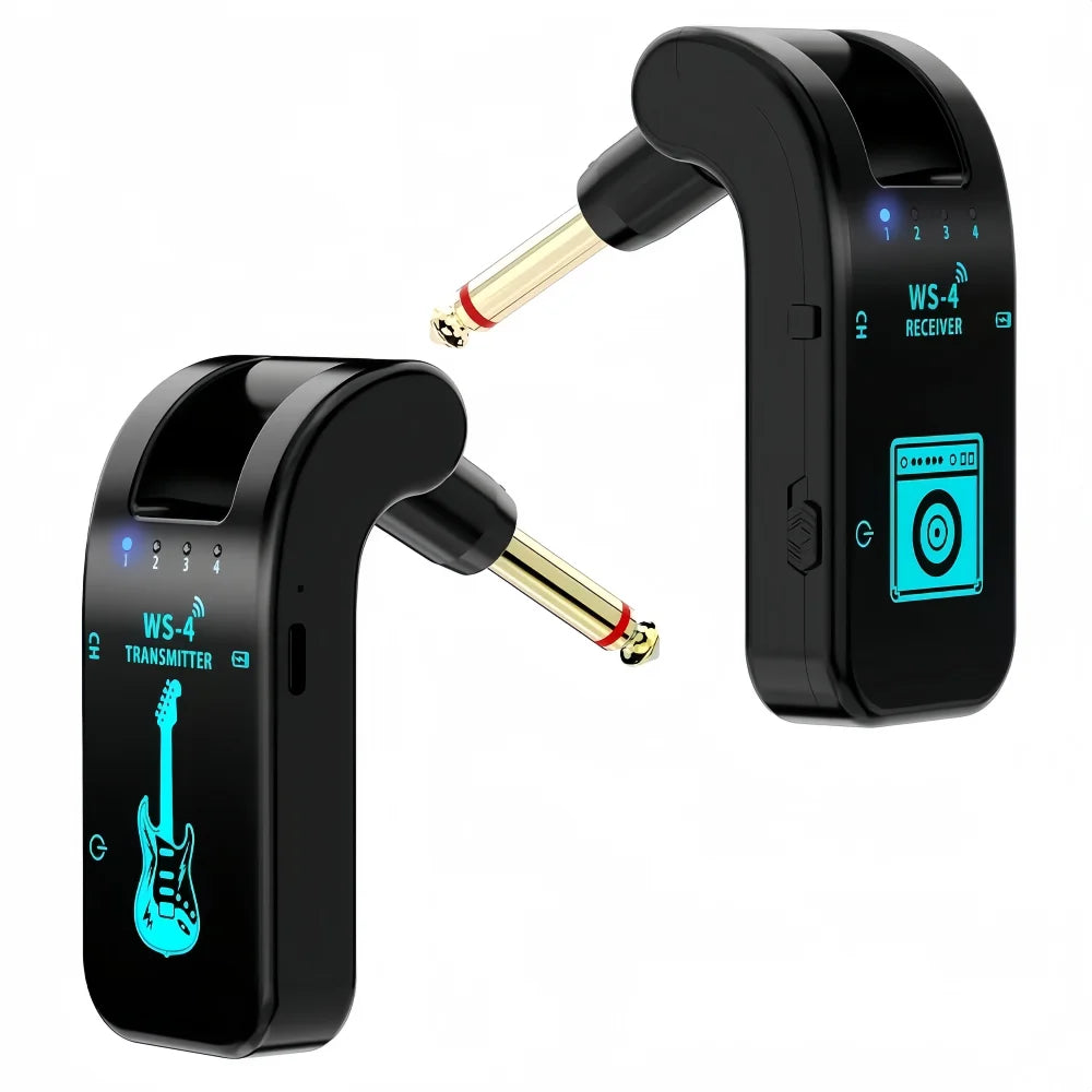 2.4G Wireless Guitar System - Rechargeable Guitar Transmitter & Receiver for Electric Guitar & Bass, Plug & Play, Low Latency