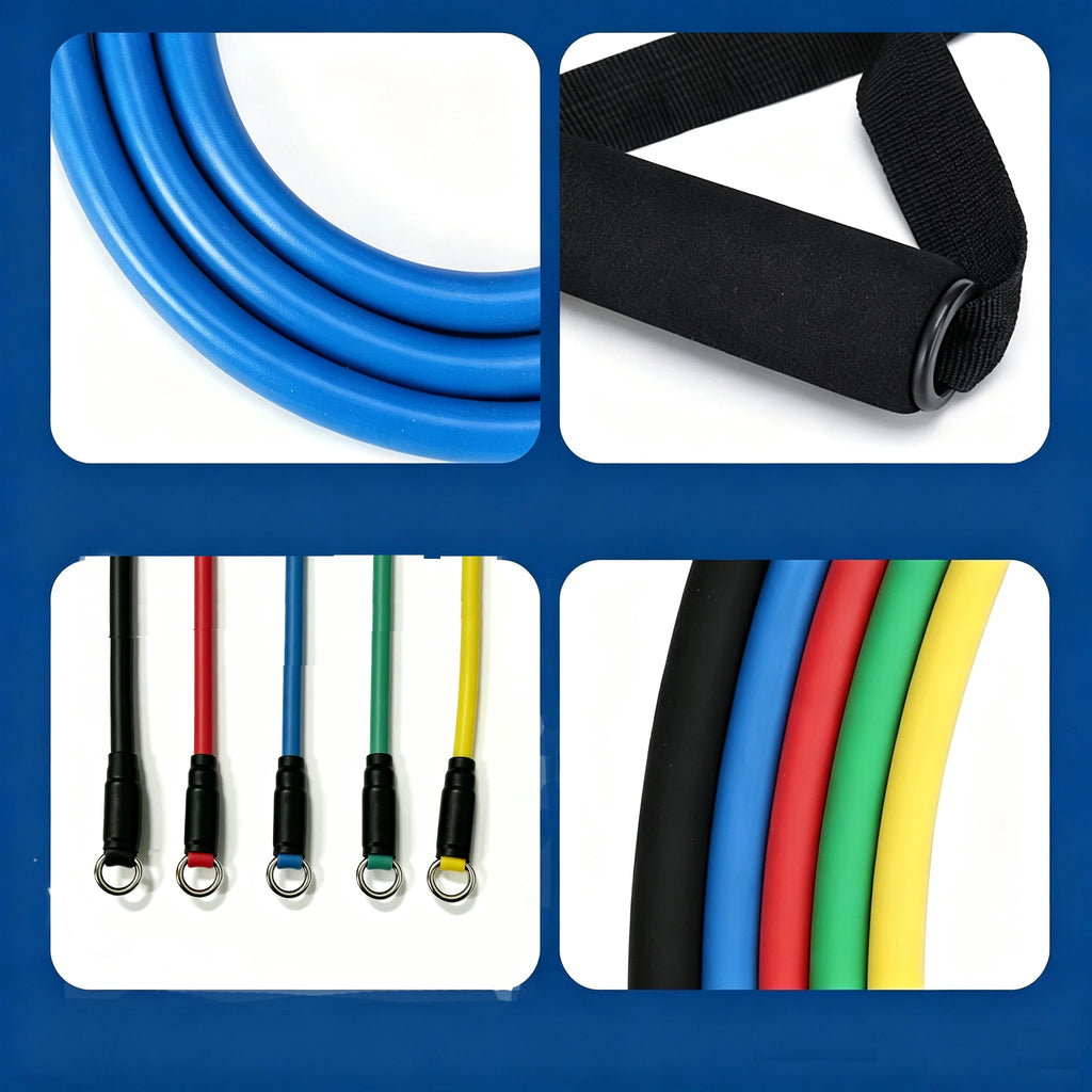 11Pcs Resistance Bands Set Portable Fitness Pull Rope Elastic Exercise Band with Door Anchor Ankle Strap Handles Home Gym Workou