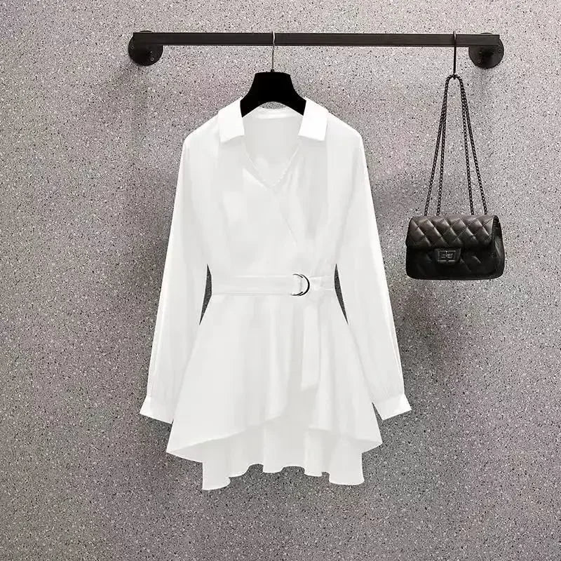 Women Blouses Summer Shirts 2025 New Short Spring High Waist Long Sleeve Shirt Casual Elegant Work Slim Fit White Black Y2k Top