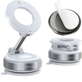 White circular led magnifying lamp with adjustable stand and suction cup base for mobile phone mount on smooth surfaces