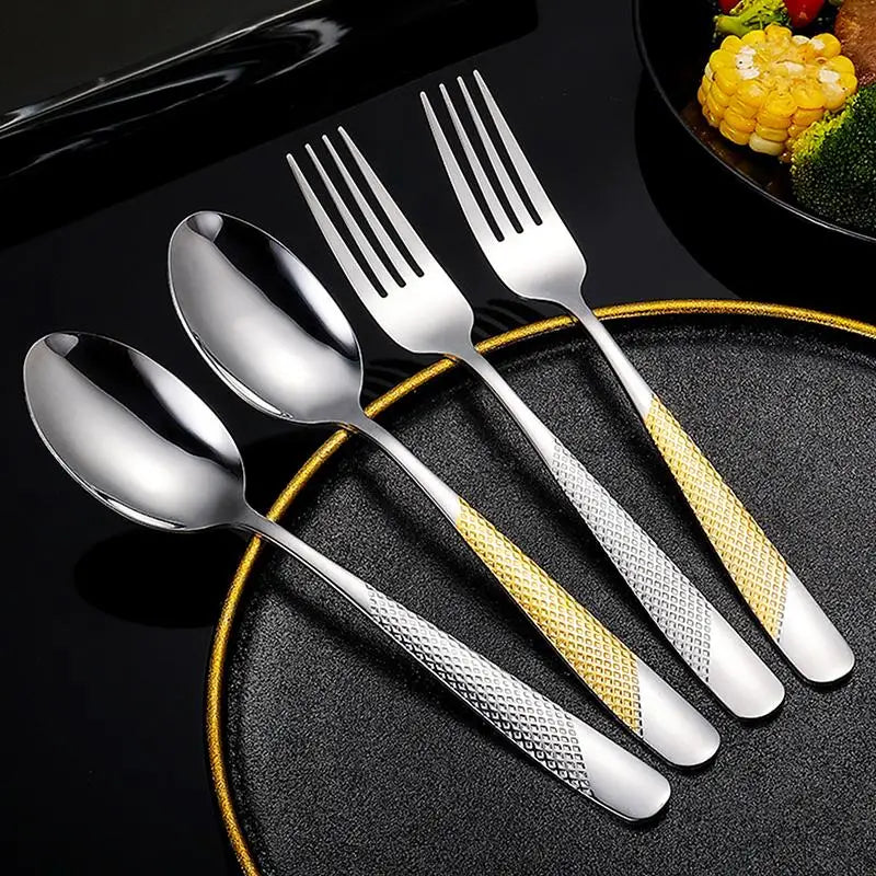 Kitchen Utensil Set Stainless Steel Spoon And Fork Set Food-Grade Flatware Gold Silverware Set