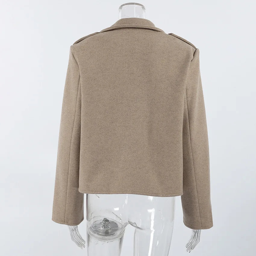 Women Wool Short Coats Jackets Blends Turn Down Collar Coat Thick Warm Y2k Streetwear Jacket Work Outerwear Autumn Winter