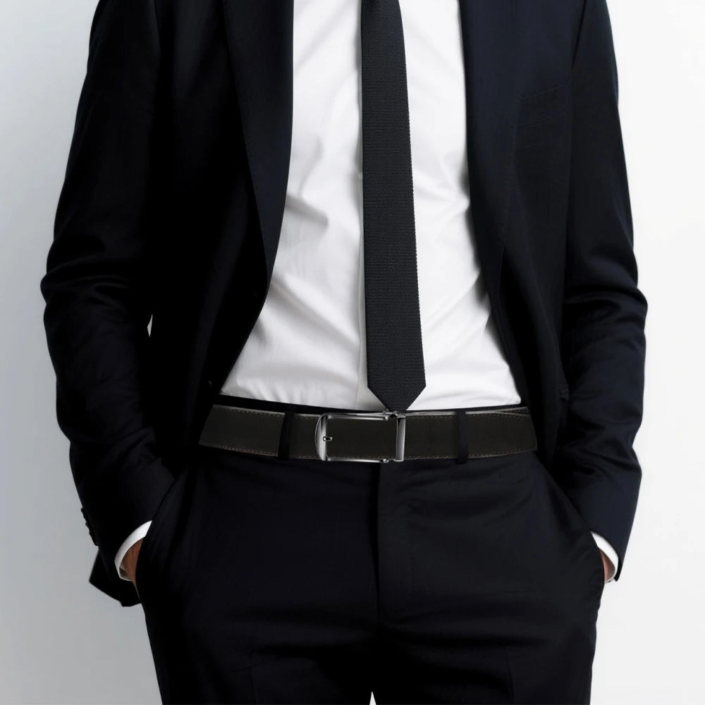Men Belt Metal Luxury Brand Automatic Buckle Leather High Quality Belts for Men Business Work Casual Strap