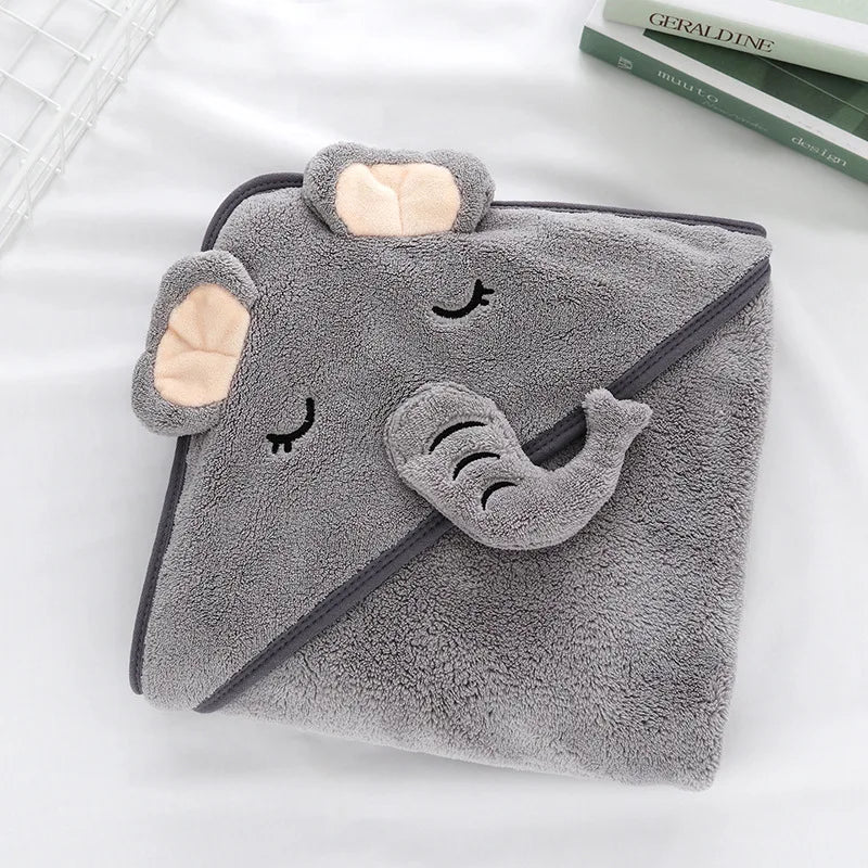 Toddler Bathrobe Infant Bath Towel Boy Girl Blankets Swaddle With Hood Cartoon Coral Fleece Towel Blanket Newborn Kids Bedding