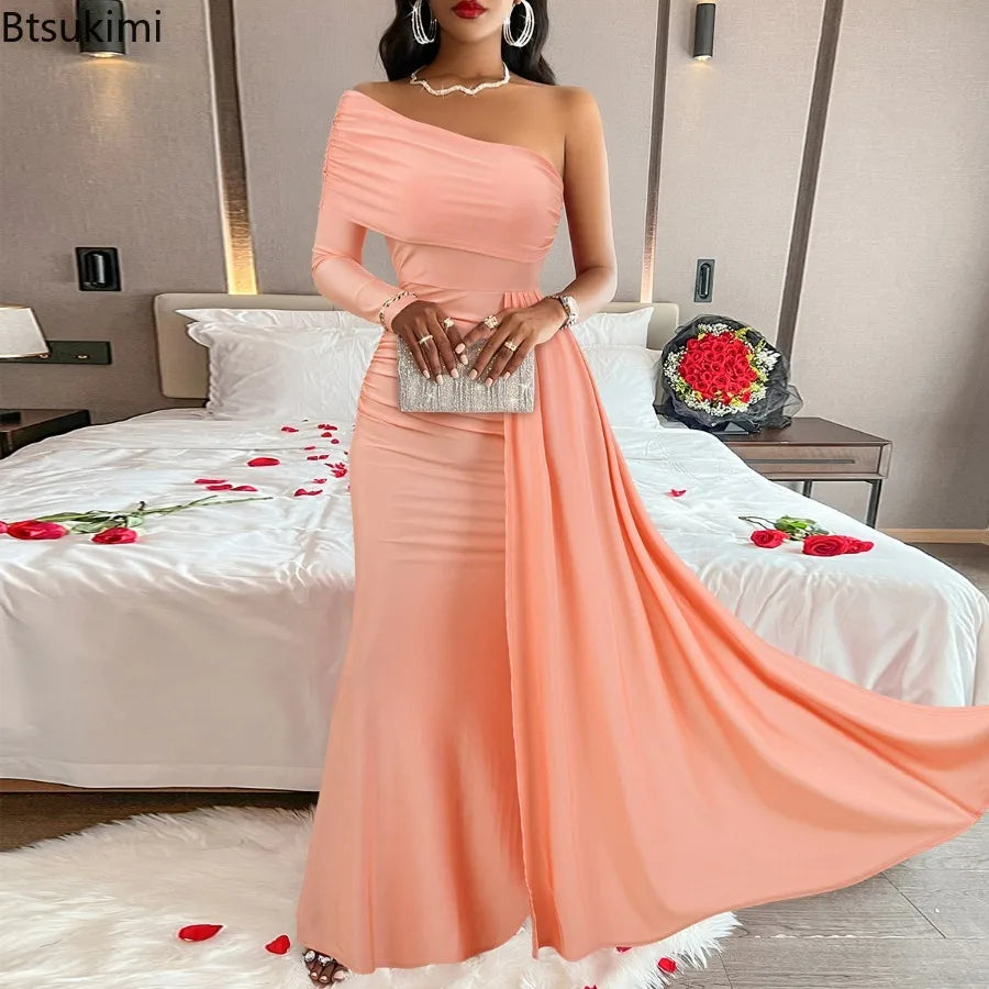 2026 Luxury Party Evening Dresses Women's Sexy and Elegant Backless Sleeveless Off Shoulder Maxi Dress Fashion Prom Gown Females