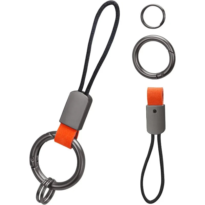 Car Keychain Light Luxury Style Key Ring Universal Key Holder Microfiber Keychain Cowhide Wax Rope Keychain for Most Car Keys