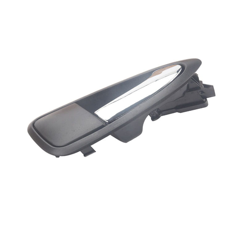 Black plastic seat Ibiza front inner door handle with polished chrome accent strip for model years 2009 to 2012.