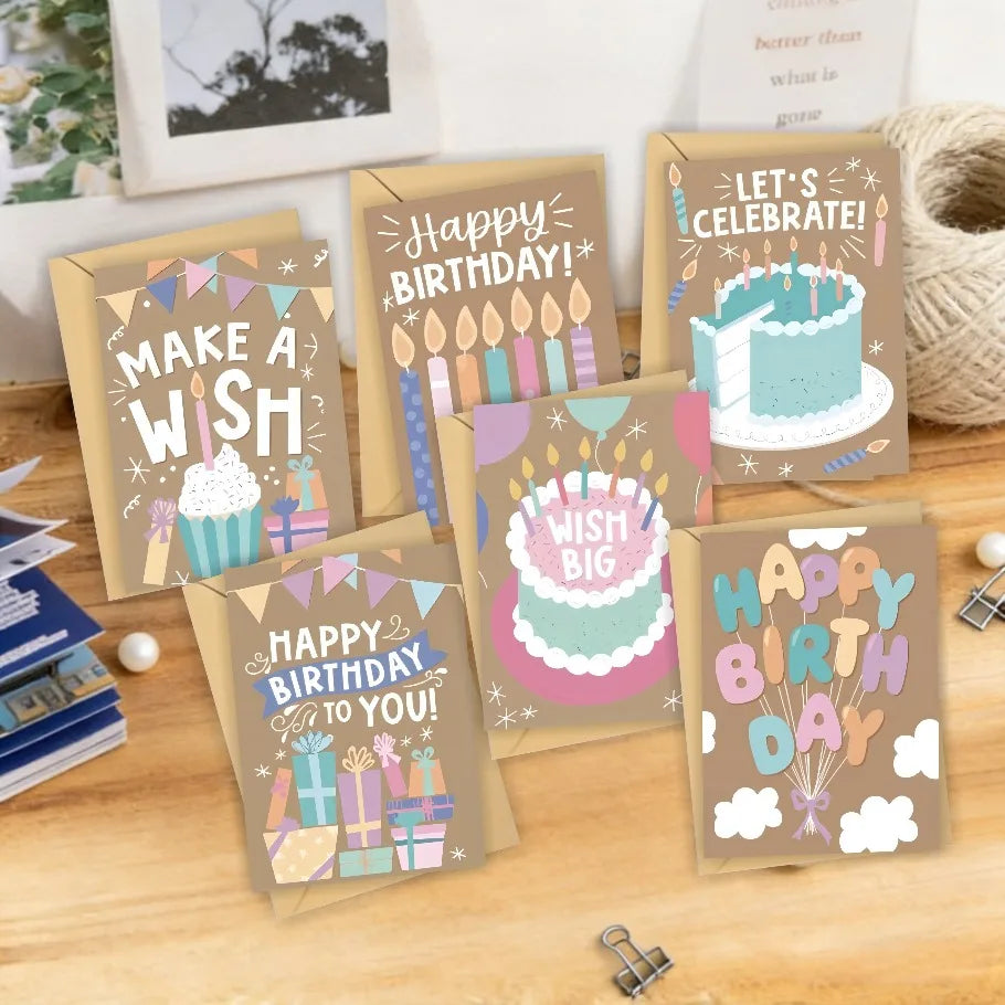 12 Fun Birthday Greeting Cards with Envelopes, -Heartfelt Thank You Cards for Birthdays, Mother's Day, Teacher's Day