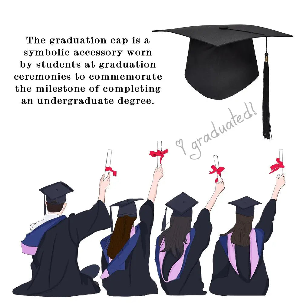 Graduation Cap With Tassel Bachelors Hat With Adjustable Size Elastic Band Graduation Master Degree Graduation Ceremony Hats