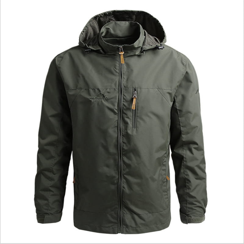 chaqueta cortavientos impermeable verde oliva oscuro para hombre Naturehike con capucha forrada con felpa suave y tiradores de cremallera color beige