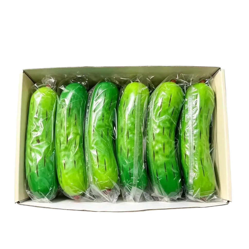 Green cucumber-shaped pu slow rising squishy toy with soft pinch music feature for stress relief and fidgeting